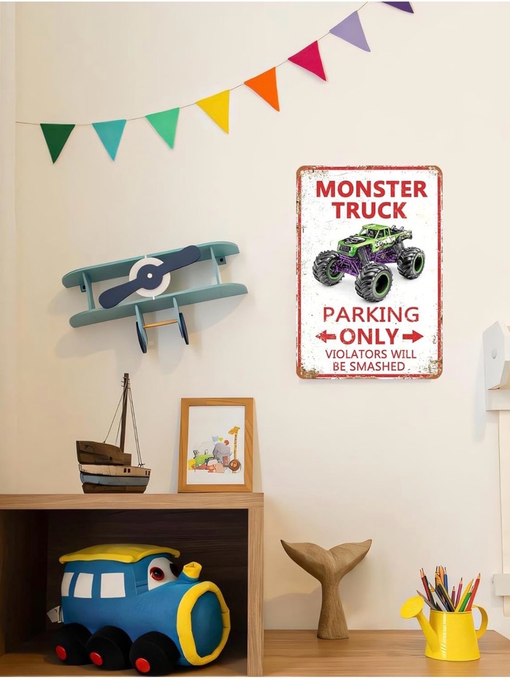 Monster Truck Parking Only Metal Sign, Boys Bedroom Monster Truck Parking Wall - Picture 5 of 9